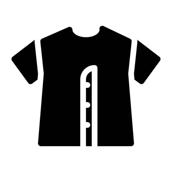 Beyaz Arka Plan Üzerinde Izole Shirt Siyah Glif Dekore — Stok Vektör