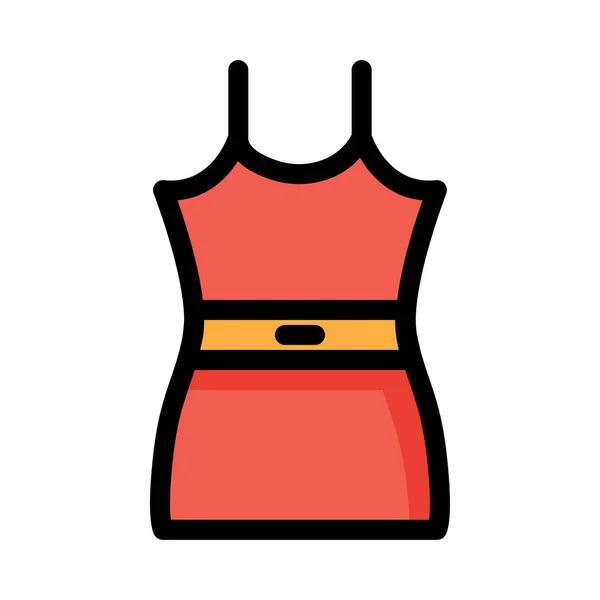 Turuncu Kemer Beyaz Arka Plan Üzerinde Izole Kırmızı Ince Elbise — Stok Vektör