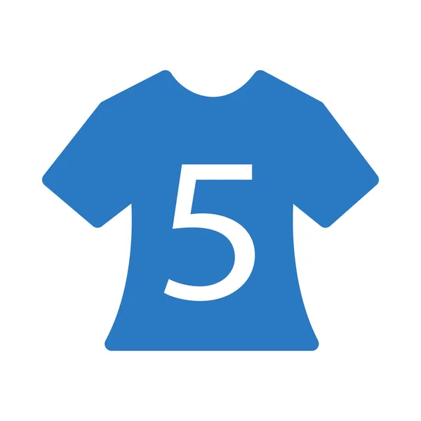 Blauw Shirt Met Nummer Vlakke Stijl Geïsoleerd Witte Achtergrond — Stockvector