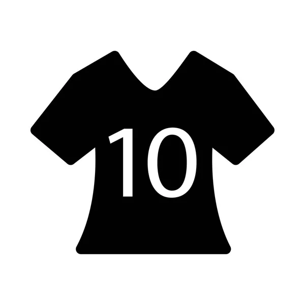 Zwarte Glyph Shirt Met Nummer Geïsoleerd Witte Achtergrond — Stockvector