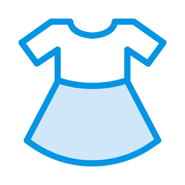白色背景下的扁平式浅蓝色连衣裙 — 图库矢量图片