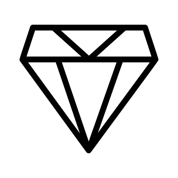 Nero Diamante Contorno Isolato Sfondo Bianco — Vettoriale Stock