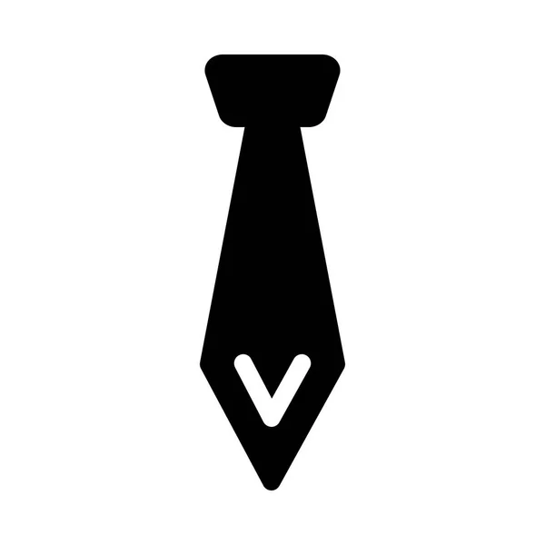 Black Glyph Tie Isolated White Background — Stock Vector