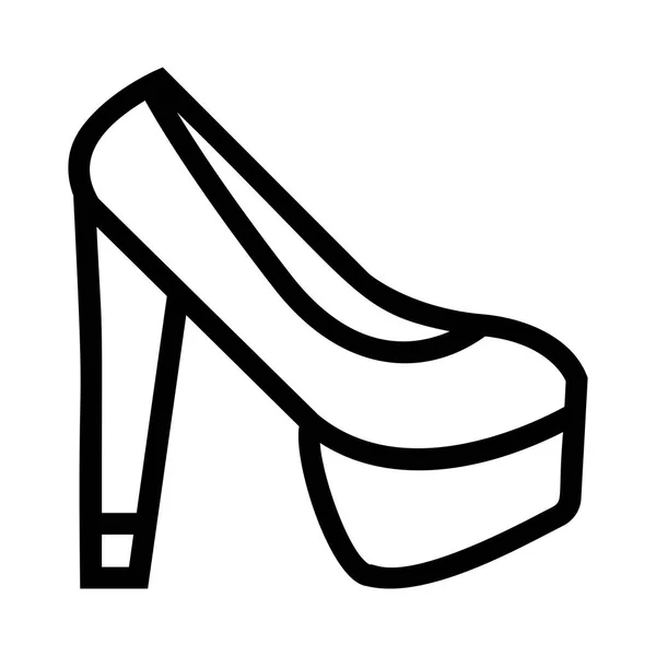 Black Outline High Heel Shoe Isolated White Background — Stock Vector