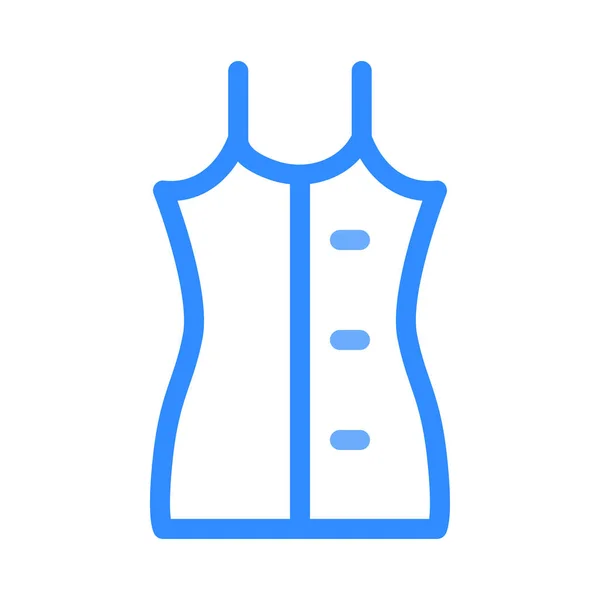 Jednoduchý Přehled Modré Slim Šaty Izolovaných Bílém Pozadí — Stockový vektor