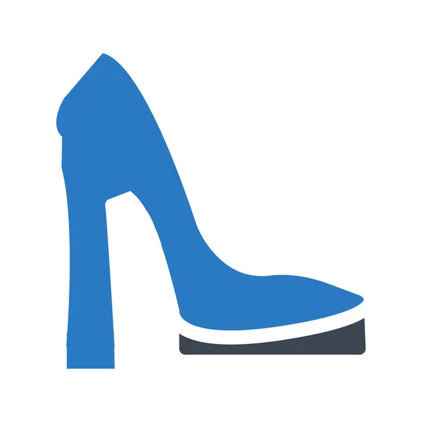 Chaussure Talon Haut Bleu Dans Style Plat Isolé Sur Fond — Image vectorielle