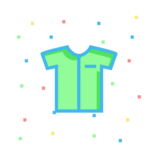 Blaues Und Grünes Hemd Auf Weißem Hintergrund Mit Bunten Pixeln — Stockvektor