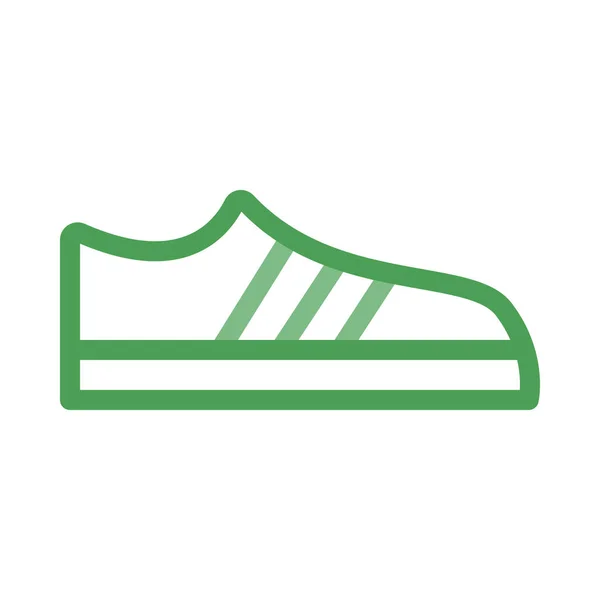 Απλό Περίγραμμα Πράσινο Αθλητικών Παπουτσιών Απομονωθεί Λευκό Φόντο — Διανυσματικό Αρχείο