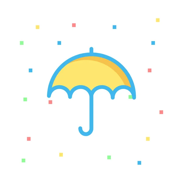 Gelb Blauer Regenschirm Auf Weißem Hintergrund Mit Bunten Pixeln — Stockvektor