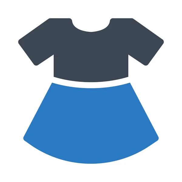 Blaues Kleid Flachen Stil Isoliert Auf Weißem Hintergrund — Stockvektor