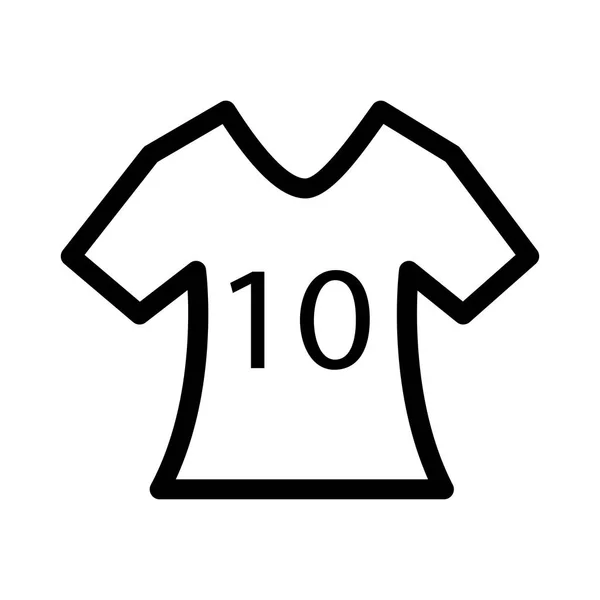 黑色轮廓 T恤与数字10被隔绝在白色背景上 — 图库矢量图片
