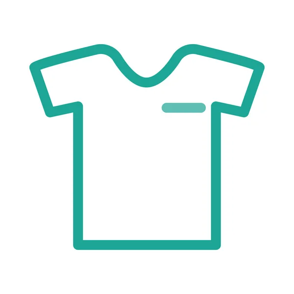 Semplice Contorno Verde Shirt Isolata Sfondo Bianco — Vettoriale Stock