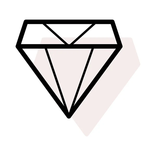 Diamante Sobre Fundo Branco Com Sombra Bege — Vetor de Stock