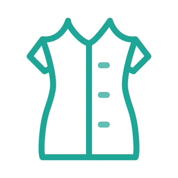 简单的轮廓绿色礼服与张开的肩膀被隔绝在白色背景上 — 图库矢量图片