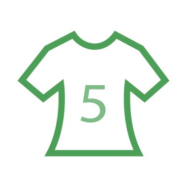 Basit anahat numarası 5 ile yeşil t-shirt beyaz arka plan üzerinde izole.