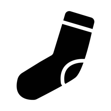 Beyaz arka plan üzerinde izole siyah glif çorap