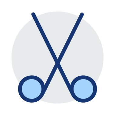 Beyaz arka plan üzerinde izole mavi ve gri renklerde makas