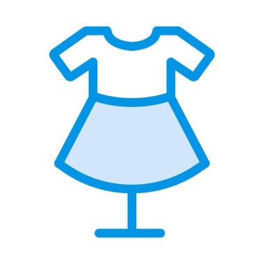 Düz stil beyaz arka plan üzerinde izole tribünde ışık mavi elbise