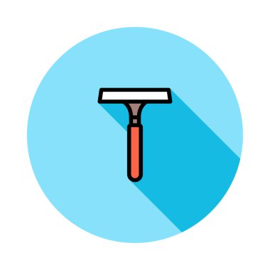 Beyaz arka plan üzerinde izole mavi daire kırmızı ve kahverengi tıraş makinesi