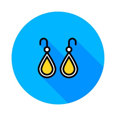 Beyaz arka plan üzerinde izole mavi daire sarı küpe