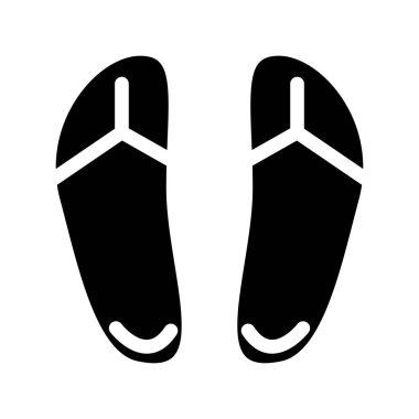 Beyaz arka plan üzerinde izole siyah glif flip flop