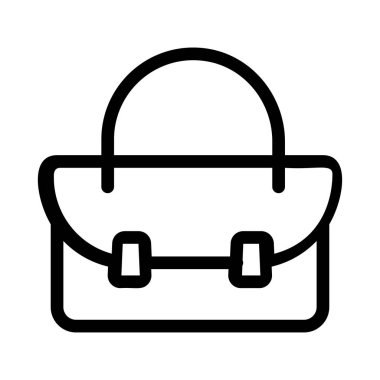 Beyaz arka plan üzerinde izole siyah anahat el çantası