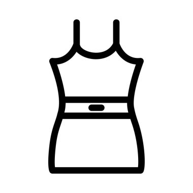 Beyaz arka plan üzerinde izole bant ile siyah anahat ince elbise