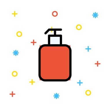 Renkli semboller beyaz zemin üzerine kırmızı vücut losyonu