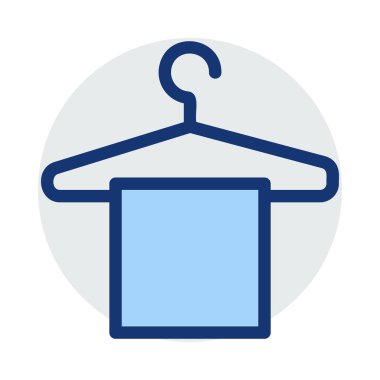 Askı beyaz arka plan üzerinde izole mavi ve gri renklerde havlu ile