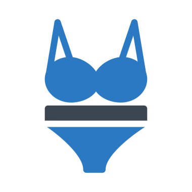 Düz stil beyaz arka plan üzerinde izole mavi bikinili