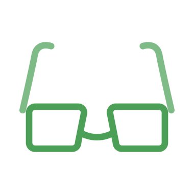 Beyaz arka plan üzerinde izole basit anahat yeşil gözlük