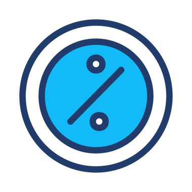 Beyaz arka plan üzerinde izole yüzde ile basit beyaz ve mavi düğme