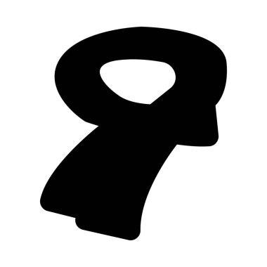 Beyaz arka plan üzerinde izole siyah glif eşarp