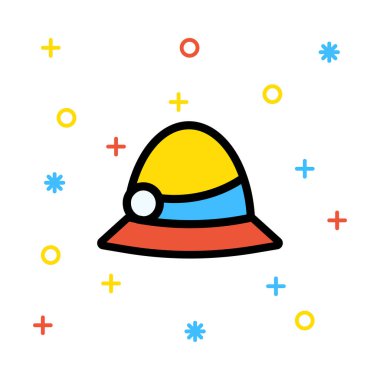 Renkli semboller ile beyaz arka plan üzerinde renkli şapka