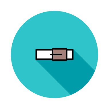 Beyaz arka plan üzerinde izole mavi daire içinde beyaz ve kahverengi kemer