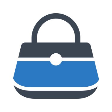 Düz stil beyaz arka plan üzerinde izole mavi küçük el çantası