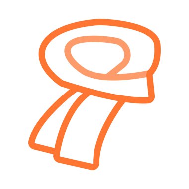 Basit anahat turuncu eşarp izole üzerinde beyaz arka plan