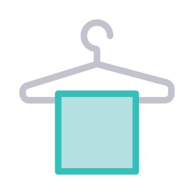 Beyaz arka plan üzerinde izole yeşil havlu ile basit gri askı