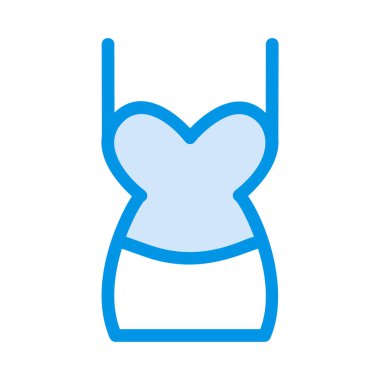 Düz stil beyaz arka plan üzerinde izole mavi ince elbiseli