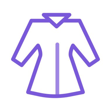 Beyaz arka plan üzerinde izole basit anahat mor uzun ceket