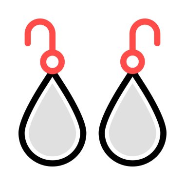 Beyaz arka plan üzerinde izole gri, siyah ve kırmızı küpe