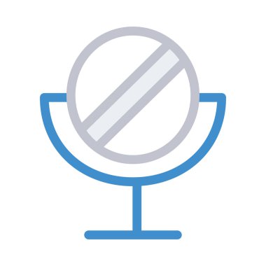 Beyaz arka plan üzerinde izole basit gri ve mavi makyaj aynası