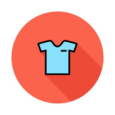 Beyaz arka plan üzerinde izole kırmızı daire içinde mavi t-shirt