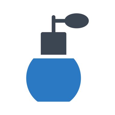 Düz stil beyaz arka plan üzerinde izole mavi vintage parfüm