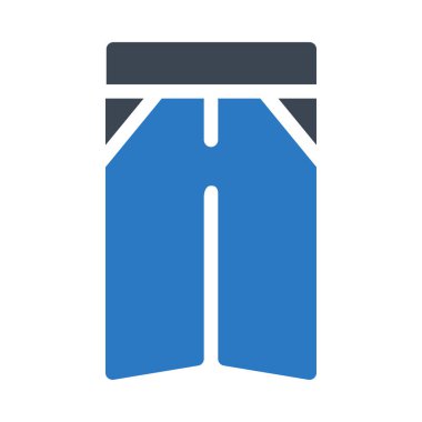 Düz stil beyaz arka plan üzerinde izole mavi pantolon