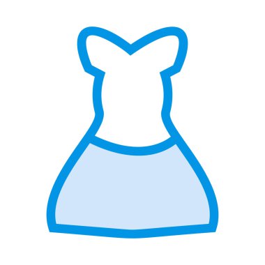 Düz stil beyaz arka plan üzerinde izole ışık mavi elbiseli