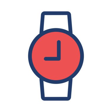 Beyaz arka plan üzerinde izole, basit beyaz ve kırmızı kol saati