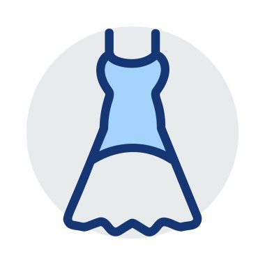 Beyaz arka plan üzerinde izole mavi ve gri renklerde uzun elbise