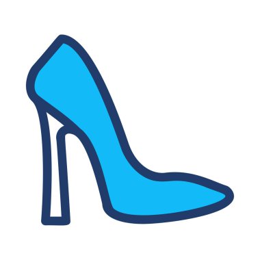 Beyaz arka plan üzerinde izole basit beyaz ve mavi yüksek topuk ayakkabı