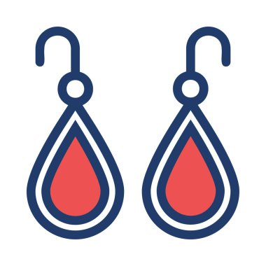 Beyaz arka plan üzerinde izole basit beyaz ve kırmızı küpe